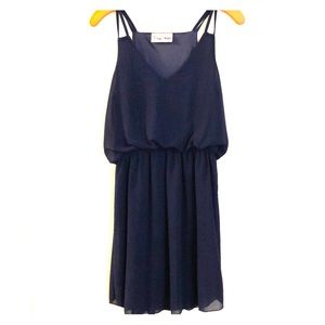 Navy blue double strap t-back dress